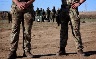 Des soldats peshmergas lors d'un entraînement à Erbil (Irak) le 5 novembre 2014