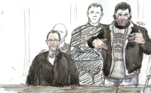 Farid Kharraki dans le box des prévenus, au procès du vol de cocaïne au 36 Quai des Orfèvres.