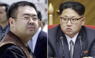 Kim Jong-Nam, en 2001 à Tokyo, et Kim Jong-Un, à Pyongyang le 9 mai 2016.