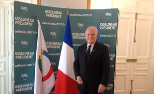 François Asselineau, président de l'UPR, le 23 mai 2017, dans son QG parisien.