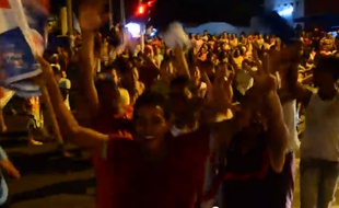 Les supporters du Junior FC célèbrent (à tort) un titre de leur équipe à Baranquilla (Colombie), le 27 mai 2014.