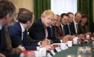 Le Premier ministre Boris Johnson lors de son premier Conseil des ministres le 17 décembre 2019 au 10 Downing Street.