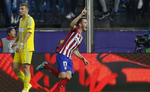 Saul a inscrit une magnifique Madjer lors de la victoire de l'Atletico Madrid contre Astana (4-0), pour la 3e journée de Ligue des champions, le 21 octobre 2015.