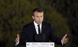 Emmanuel Macron à Athènes, le 7 septembre 2017, appelle à une refondation de l'Europe.
