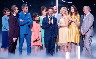 Des membres de la troupe des Enfoirés lors du concert 2021