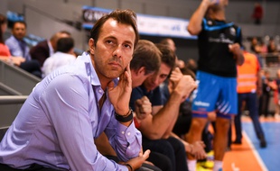 Le président du Fenix Toulouse Philippe Dallard, lors d'un match de D1 de handball contre Dunkerque, le 24 septembre 2014.