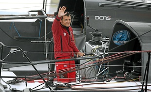 Le navigateur Christopher Pratt au départ de la Route du Rhum 2010, benjamin et 8e de la classe Imoca.