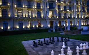 Le palace à Lausanne dans lequel se déroulent les discussions autour du nucléaire iranien, le 31 mars 2015
