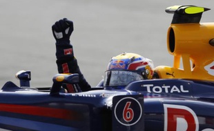 Mark Webber, vainqueur du Grand prix d'Espagne, le 9 mai 2010.