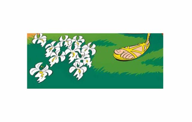 Alors celui-là, des fleurs et une sandale… ?