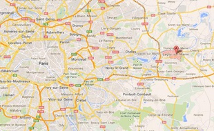 Capture d'écran d'une carte indiquant la localité de Lagny-sur-Marne (France).
