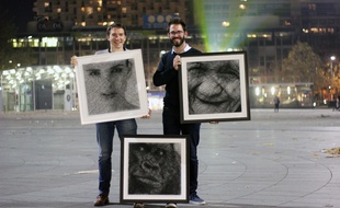 Anthony Chesneau et Julien Lecherbault ont créé des tableaux de string art.