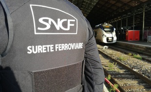 Un agent de la sûreté ferroviaire en appui d'une opération de contrôle en gare Matabiau, à Toulouse.
