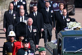 Les princes Harry, Charles et William aux funérailles du prince Philip