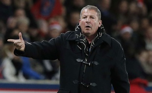Rolland Courbis lors du match entre le PSG et Montpellier le 20 décembre 2014.
