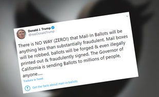 Une mention «vérifiez les faits» ajoutée par Twitter sur un tweet de Donald Trump.
