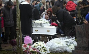 Funérailles de Maria Francesca au cimetière de Wissous, à sept kilomètres de Champlan (Essonne), le 5 janvier 2015