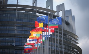 Le bâtiment du parlement européen à Strasbourg.