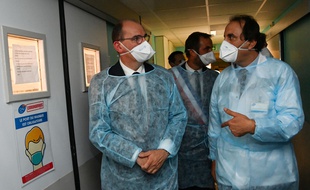 Jean Castex visite le CHU de Montpellier, le 11 août 2020.