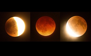La Lune vue avant, pendant et après on éclipse du 15 avril 2014.