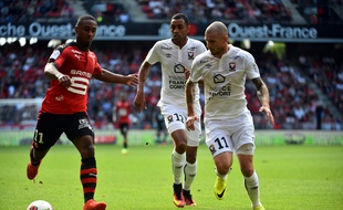 Le Rennais Wesley Saïd (à g.) a inscrit le premier but de sa carrière en Ligue 1 contre Caen.