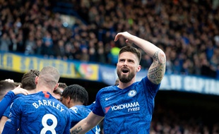 Olivier Giroud a marqué lors de la victoire de Chelsea contre Tottenham, le 22 février 2020.