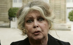 Brigitte Bardot and Alain Bougrain-Dubourg leave the Elysee Palace after a meeting with French President Nicolas Sarkozy, Paris, FRANCE-27/09/2007.