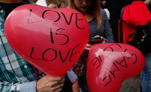 Des militants pour les droits des homosexuels, le 5 octobre 2014 en Italie.