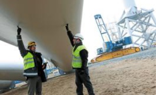 La dernière pale de l'Haliade 150 sera montée le 19 mars sur son mât.