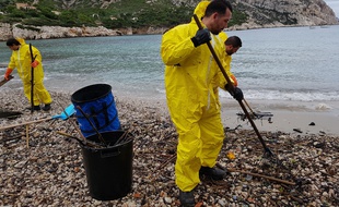 Des agents du conseil de territoire ont procédé au nettoyage de la calanque de Sormiou à Marseille