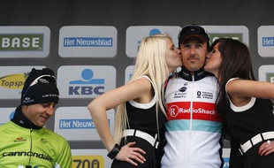 Peter Sagan sur le podium du Tour des Flandres, le 31 mars 2013