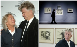 David Lynch et Agnès b., visite des expositions «David Lynch: The Unified Field» en 2014 et « David Lynch Litografie Lithographs» en 2015.