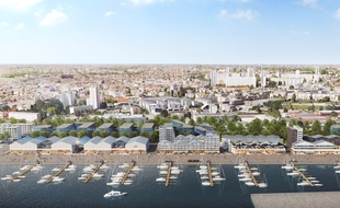 Vue aérienne du futur port de plaisance de Bordeaux, dont les travaux s'achèveront en juin 2018