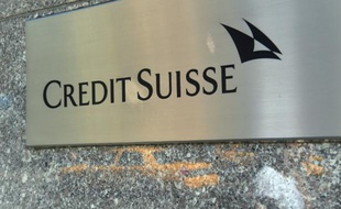 Le logo de la banque suisse Crédit Suisse, le 19 mai 2014 à New York