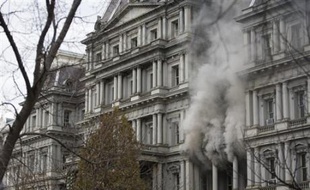 Un incendie dans les bureaux de l'administration du vice-président américain, près de la Maison Blanche, le 19 décembre 2007