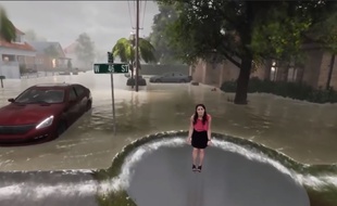 Un fond vert impressionnant pour simuler les futures inondations de l'ouragan Florence