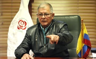Un des anciens membres de la direction de la guérilla Farc, Rodrigo Granda, à Bogota le 19 novembre 2020.