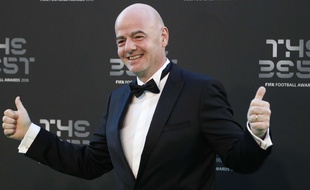 Gianni Infantino, le président de la Fifa, lors de la cérémonie de remises des prix de la Fédération internationale, le 24 septembre 2018 à Londres.