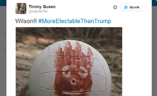 Capture d'écran d'un tweet proposant Wilson, le ballon de Tom Hanks dans le film Seul Au Monde, comme alternative à Trump.