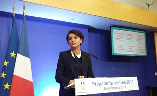 Najat Vallaud-Belkacem, à sa conférence de presse le 09/03/2017.