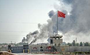 La frontière entre la Turquie et la Syrie près Akcakale, le 10 octobre 2019.