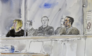 Cécile Bourgeon et Berkane Makhlouf, dans le box des accusés, lundi 14 novembre, à la cour d'assises de Riom.