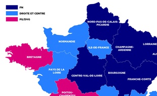 Carte de France au premier tour des régionales