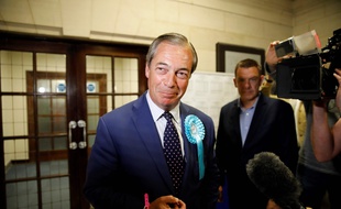 Nigel Farage photographié le 26 mai 2019 après l'annonce des résultats des élections européennes.
