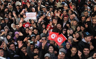 Les Tunisiens se sont rassemblés pour célébrer l'anniversaire de leur Révolution, le 14 janvier 2012.