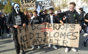 Une manifestation des Staps à Paris le 13.10.2021.