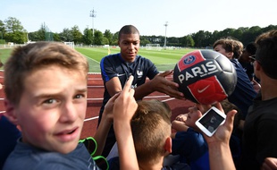 Kylian Mbappé à l'entraînement à Clairefontaine, le 28 août 2017.
