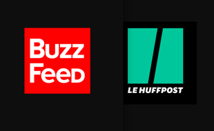 Montage des logos du HuffPost et de Buzzfeed