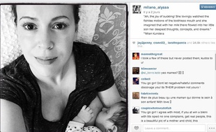 Alissa Milano a publié sur son compte Instagram un ephoto où elle allaite son enfant