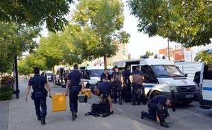 Des fourgons de CRS, à Trappes, le 20 juillet 2013.